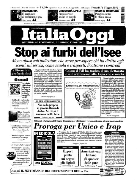 Italia oggi : quotidiano di economia finanza e politica